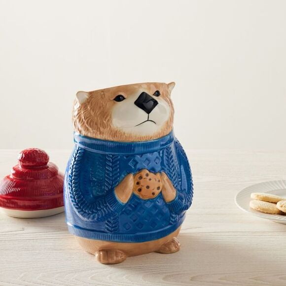West Elm Dapper Holiday Bear Cookie Jar - Picture 3 of 7